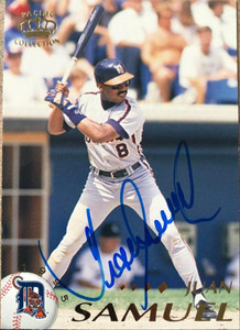 Juan Samuel Autographed 1995 Pacific Crown Collection #159 Detroit Tigers Card