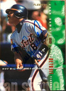 Juan Samuel Autographed 1995 Fleer #60 Detroit Tigers Card