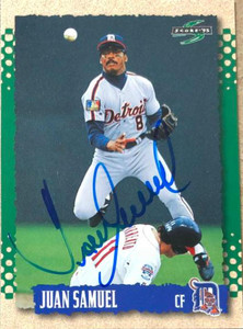Juan Samuel Autographed 1995 Score #527 Detroit Tigers Card