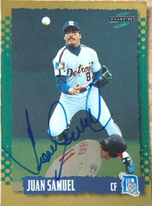 Juan Samuel Autographed 1995 Score Gold Rush #527 Detroit Tigers Card