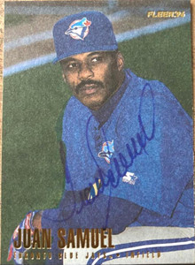 Juan Samuel Autographed 1996 Fleer Update #U103 Toronto Blue Jays Card