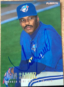 Juan Samuel Autographed 1996 Fleer Update Tiffany #U103 Toronto Blue Jays Card