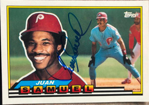 Juan Samuel Autographed 1989 Topps Big #321 Philadelphia Phillies Card