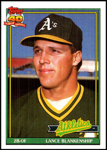 1991 Topps #411 Lance Blankenship VG Oakland Athletics 