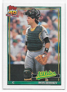 1991 Topps #327 Ron Hassey VG Oakland Athletics 
