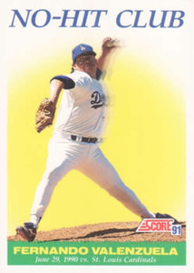 1991 Score #703 Fernando Valenzuela VG Los Angeles Dodgers 