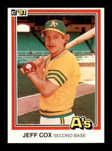 1981 Donruss #230 Jeff Cox NM-MT RC Rookie Oakland Athletics 