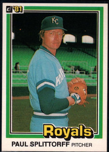 SOLD 90763 1981 Donruss #342a Paul Splittorff ERR NM-MT Kansas City Royals 