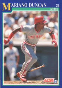 1991 Score #479 Mariano Duncan VG Cincinnati Reds 