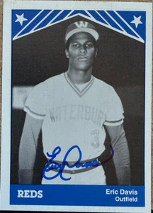 Eric Davis Autographed 1983 TCMA #15 Waterbury Reds Minor League Card 