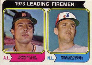 1974 Topps #208 Leading Firemen John Hiller/Mike Marshall LL VG Detroit Tigers/Montreal Expos 