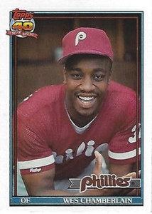 1991 Topps #603b Wes Chamberlain COR VG RC Rookie Philadelphia Phillies 