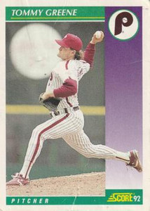 1992 Score #336 Tommy Greene VG  Philadelphia Phillies 