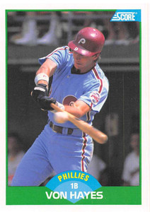 1989 Score #38 Von Hayes VG Philadelphia Phillies 