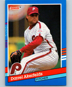 1991 Donruss #110 Darrel Akerfelds VG Philadelphia Phillies 