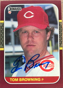 SOLD 2879 Tom Browning Autographed 1987 Donruss Opening Day #194