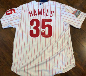 Cole Hamels '08 W.S. MVP Autographed Philadelphia Phillies Majestic Cool Base Jersey JSA Witness Cole Hamels '08 W.S. MVP Autographed Philadelphia Phillies Majestic Cool Base Jersey JSA Witness