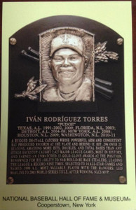 Ivan Rodriguez Stamped and Canceled Hall of Fame Gold Plaque Postcard