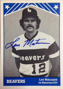 Len Matuszek Autographed 1983 TCMA #8 Portland Beavers