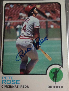 SOLD 3109 Pete Rose Autographed 1973 Topps #130
