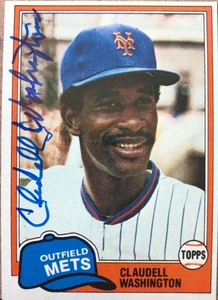 Claudell Washington Autographed 1981 Topps #151 New York Mets Card