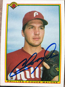 Chuck Malone Autographed 1990 Bowman #144 Philadelphia Phillies RC 