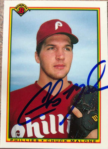 Chuck Malone Autographed 1990 Bowman Tiffany #144 Rookie Card 