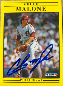 Chuck Malone Autographed 1991 Fleer #404 Philadelphia Phillies Card