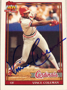 Vince Coleman Autographed 1985 Topps Traded Rookie Card #24T