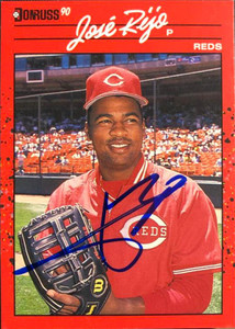 Jose Rijo Signed 1990 Fleer Baseball Card - Cincinnati Reds