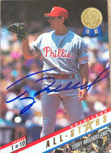 Terry Mulholland Autographed 1993 Leaf Update Gold All-Stars #1 Terry Mulholland Autographed 1993 Leaf Update Gold All-Stars #1