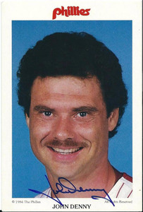 John Denny Autographed 1984 Phillies Team Issued Postcard John Denny Autographed 1984 Phillies Team Issued Postcard