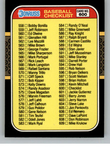 1987 Donruss #600 Checklist 558-660 VG Checklist 