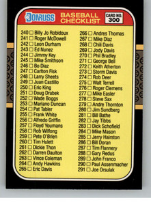 1987 Donruss #300 Checklist 240-345 VG 