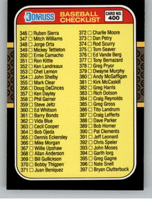 1987 Donruss #400 Checklist 346-451 VG 