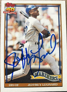 SOLD 106040 Jeffrey Leonard Autographed 1991 Topps #55