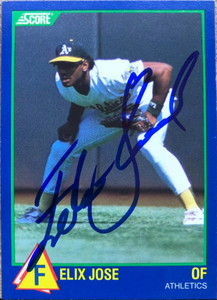 Felix Jose Autographed 1989 Score 100 Hottest Rising Stars #22 Rookie Card
