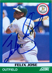 Felix Jose Autographed 1991 Score 100 Rising Stars #90