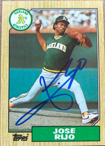 Jose Rijo Autographed 1987 Topps #34 Oakland Athletics Card