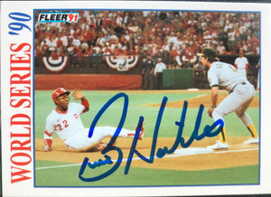 Billy Hatcher Autographed 1991 Fleer World Series '90 #2 of 8 Cincinnati Reds Card