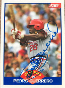 Pedro Guerrero Autographed 1989 Score #564