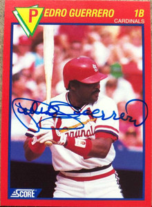 Pedro Guerrero Autographed 1989 Score Baseball's Hottest 100 Players #44