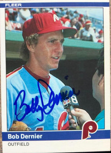Bob Dernier Autographed 1984 Fleer #28 Philadelphia Phillies Card