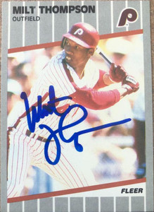 Milt Thompson Autographed 1989 Fleer #584