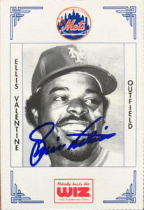 Ellis Valentine Autographed 1991 Nobody Beats the WIZ New York Mets #419 Ellis Valentine Autographed 1991 Nobody Beats the WIZ New York Mets #419