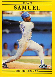 1991 Fleer #218 Juan Samuel VG Los Angeles Dodgers 