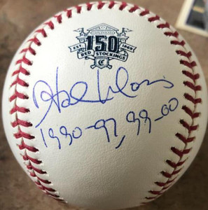 Hal Morris Autographed Cincinnati Reds 150th Anniversary Baseball 1990-97, 99-00