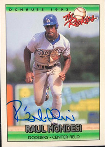 SOLD 108637 Raul Mondesi Autographed 1992 Donruss The Rookies #83