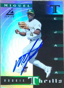 SOLD 113889 Miguel Tejada Autographed 1998 Zenith Rookie Thrills #15