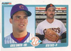1990 Fleer #643 Greg Smith/Stu Tate VG RC Rookie Chicago Cubs/San Francisco Giants 
